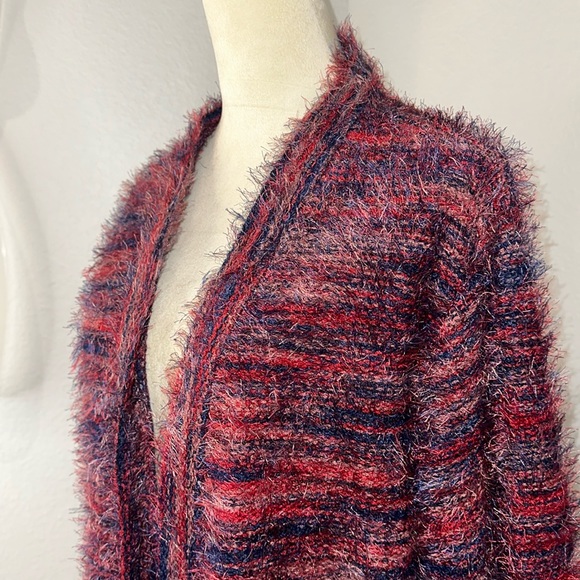 NWT BAND OF THE FREE SUNSET BLVD RED MIXED KNIT DUSTER SWEATER (L) - Picture 9 of 12